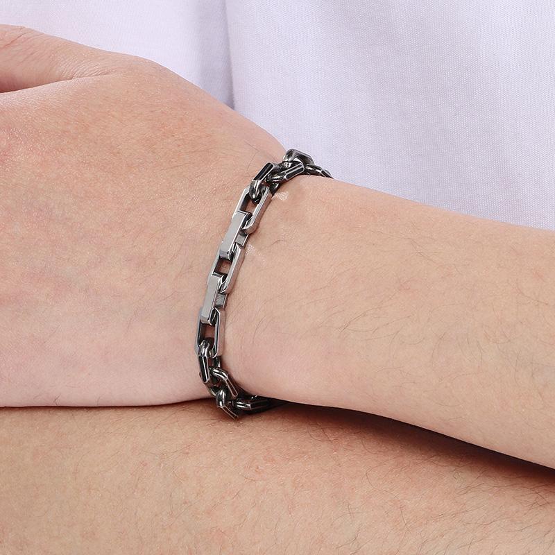 8MM Stainless Steel Bamboo Chain Men's Bracelet Personalized Mixed Color Patchwork Square Chain Accessories Rock Jewelry