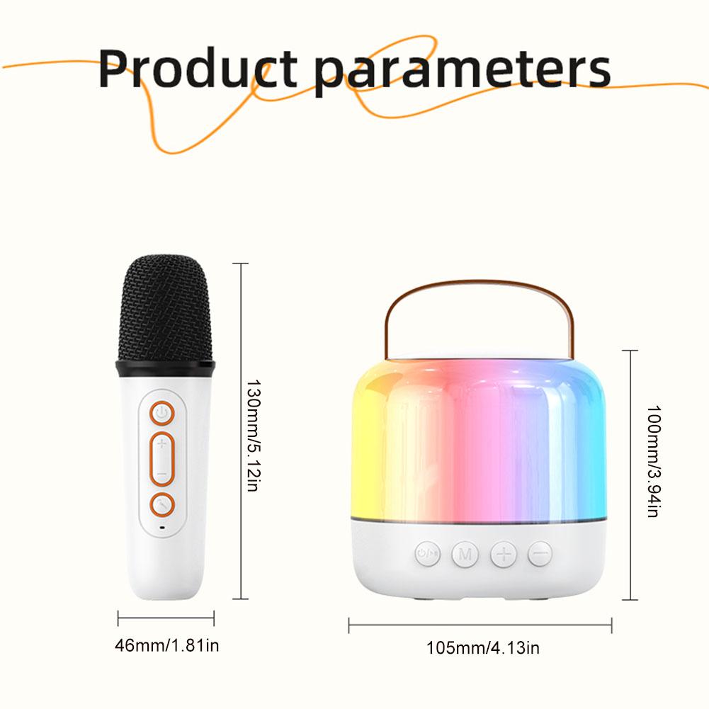 Mini Karaoke Speaker Bluetooth-Compatible5.3 With 2 Wireless Microphone Karaoke Machine 4 Playback Mode Home KTV Karaoke Speaker