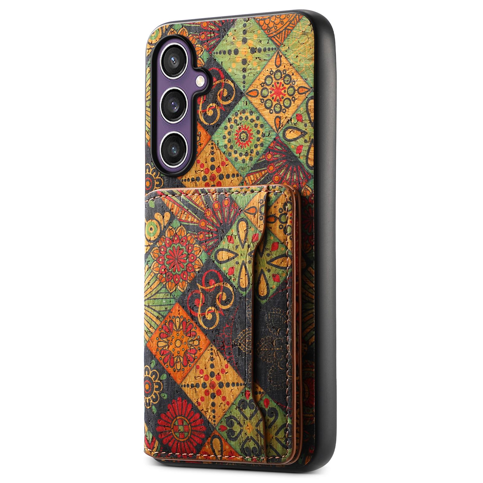 

For Samsung Galaxy S23 FE Case with Card Holder Leather Flowers Pattern Phone Back Cover Autumn/Yellow