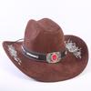 Popular European and American Classic Suede Western Cowboy Hat Men's and Women's Big Brim Embroidered Outdoor Sun Hat