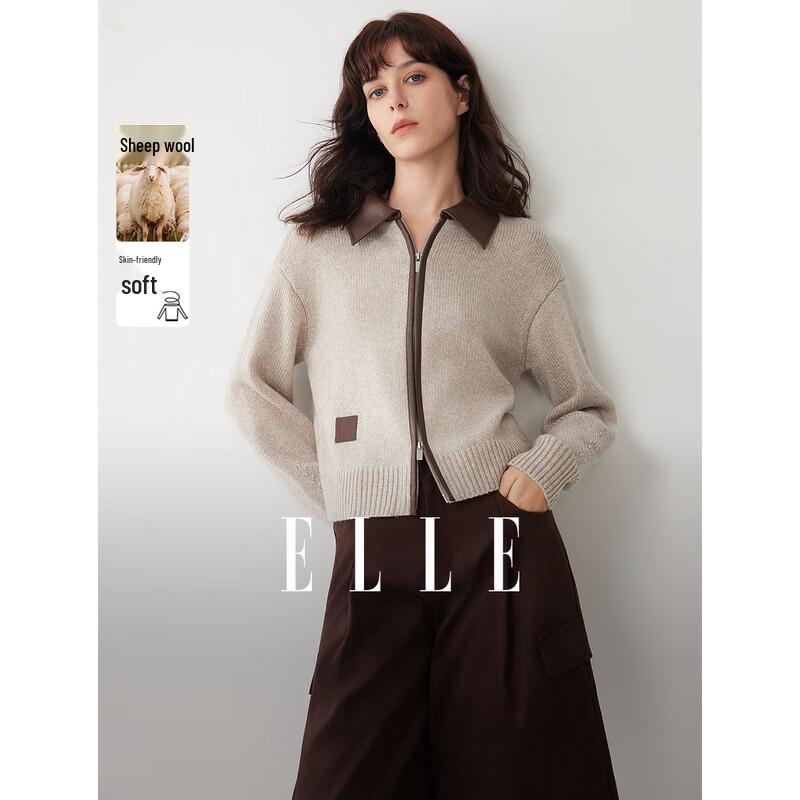 ELLE Women s Retro Lambswool Knit Cardigan M