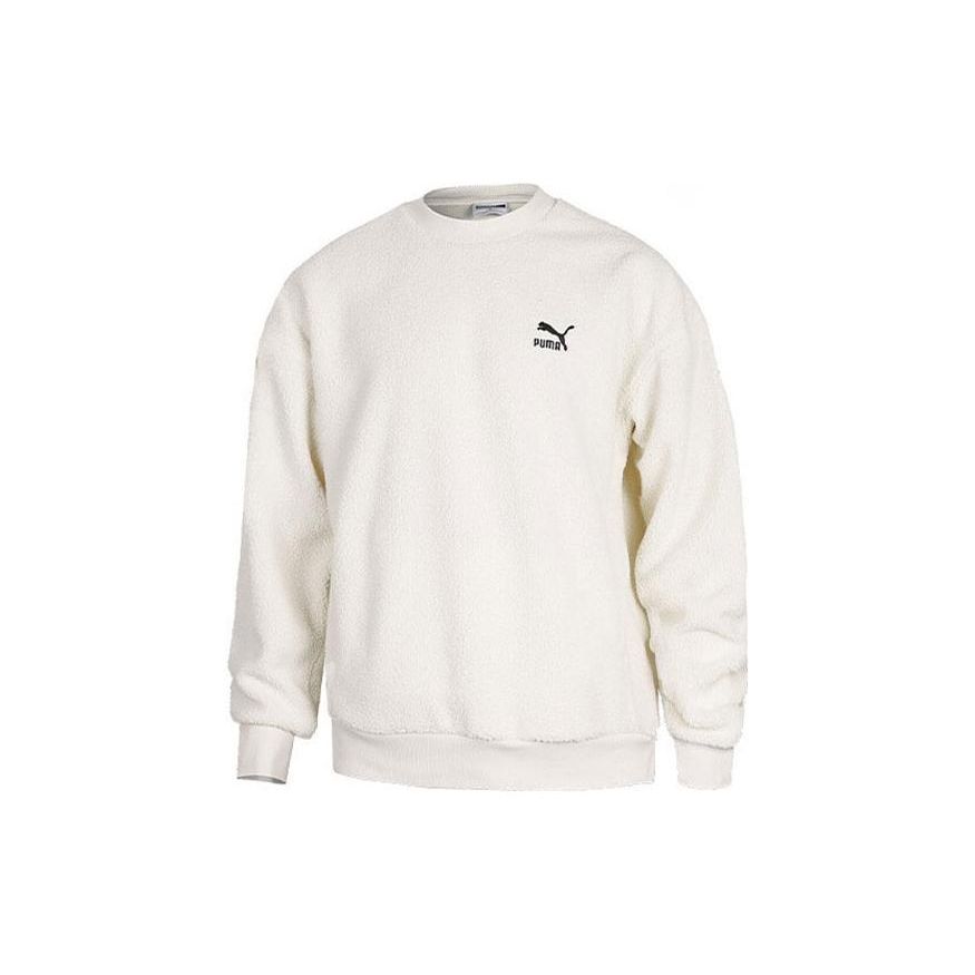 

Puma Однотонный флисовый свитшот с круглым вырезом и логотипом бренда, унисекс, цвет белый 928721-01 L