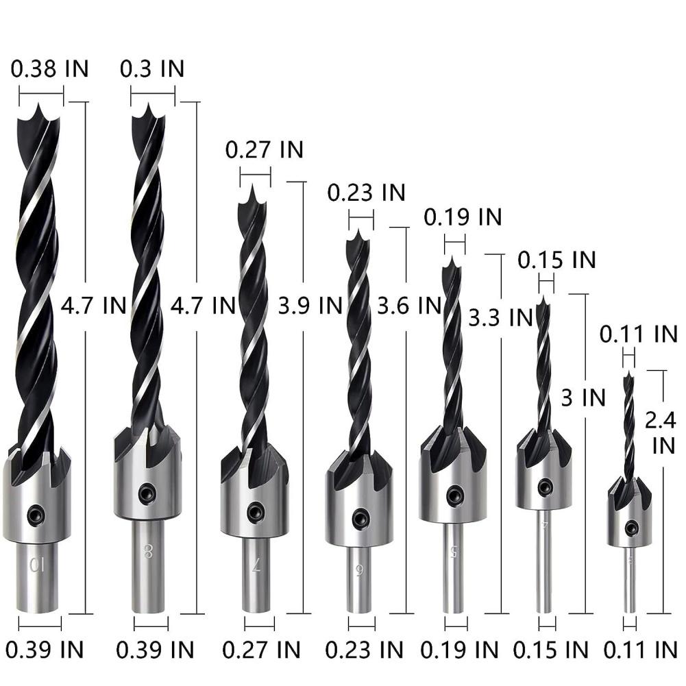 26Pcs Woodworking Step Drill Bit Three-point Countersunk Wood Plug Chamfering Drill Center Punch Positioner Set Hole Opener Tool