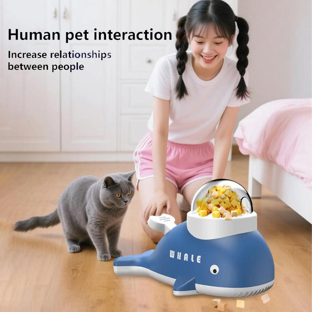 Whale-Shaped Slow Feeder Dog Toy Adjustable Hole Press-Activated Cat Puzzle Treat Dispenser Anti-slip Base Transparent Window