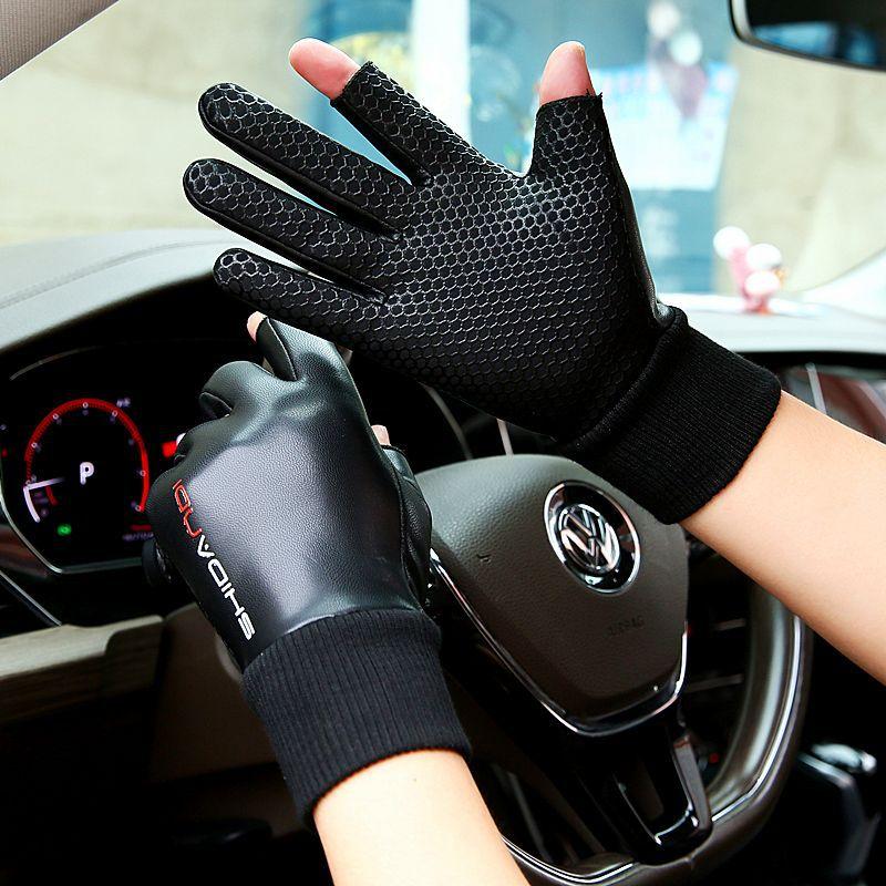 Leaky two-finger leather thermal leather gloves