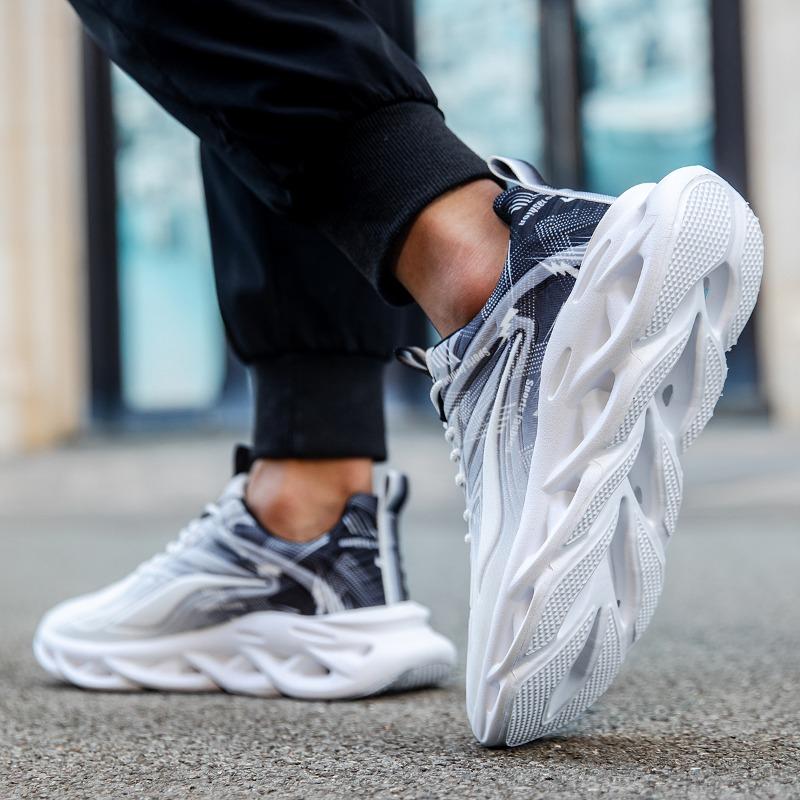Herren Laufschuhe Bequem Dicksohlig Atmungsaktiv Rutschfest Lässige Herrenschuhe Leicht Weich Mesh Schnürschuhe Sportschuhe Herren