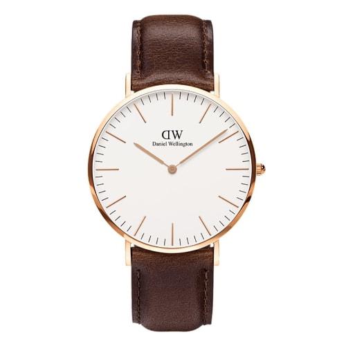 Daniel Wellington CLASSIC 40mm Men's Rose Gold Analog Watch with Leather Band, DW00100009 (0109DW)