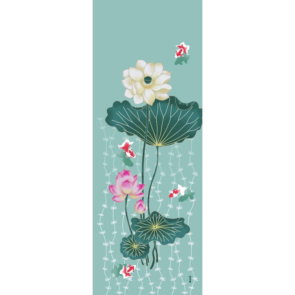 Hamamonyo Illustrated Hand Suzuki Lotus and Goldfish Towel Kiitsu,