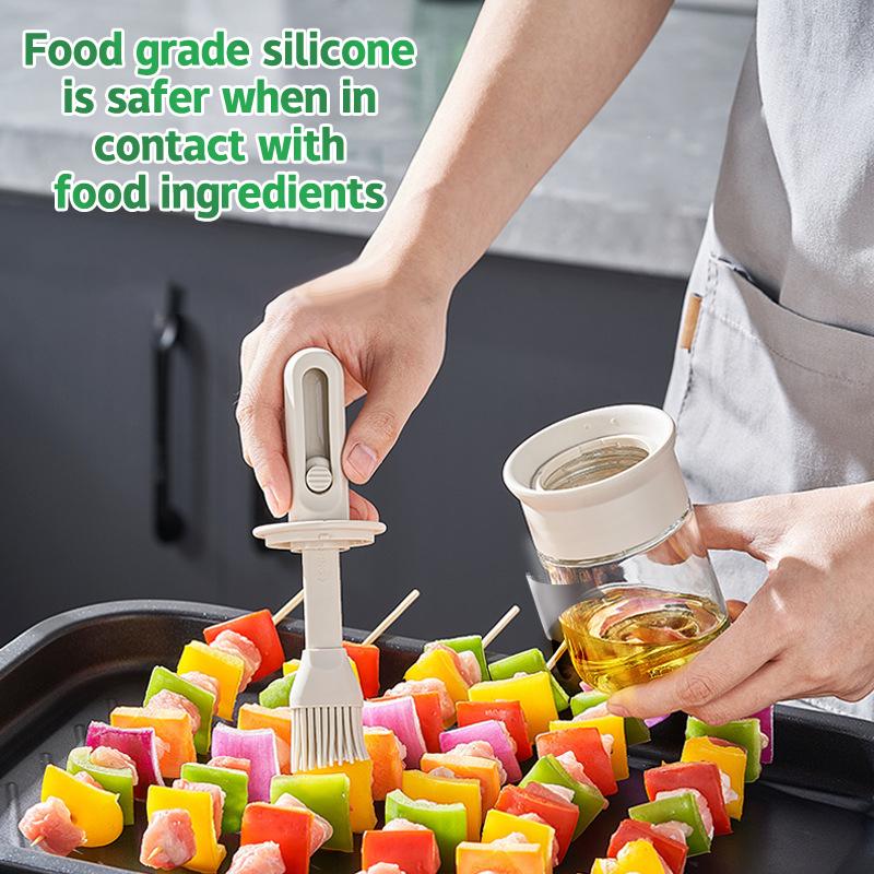 Telescopic Oil Brush Integrated Bottle Adjustable Length High Temperature Resistant Household Kitchen Barbecue Baking Tool