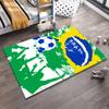 Fußballteppich inspiriert von der brasilianischen Flagge mit grünem, gelbem und blauem Design, geeignet als Antirutsch für Wohnzimmer, Schlafzimmer, Sofas