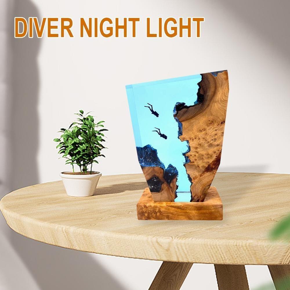 USB Charge Resin Table Light Seabed World Diving Cave Free Diving Night Light  Exploration Theme