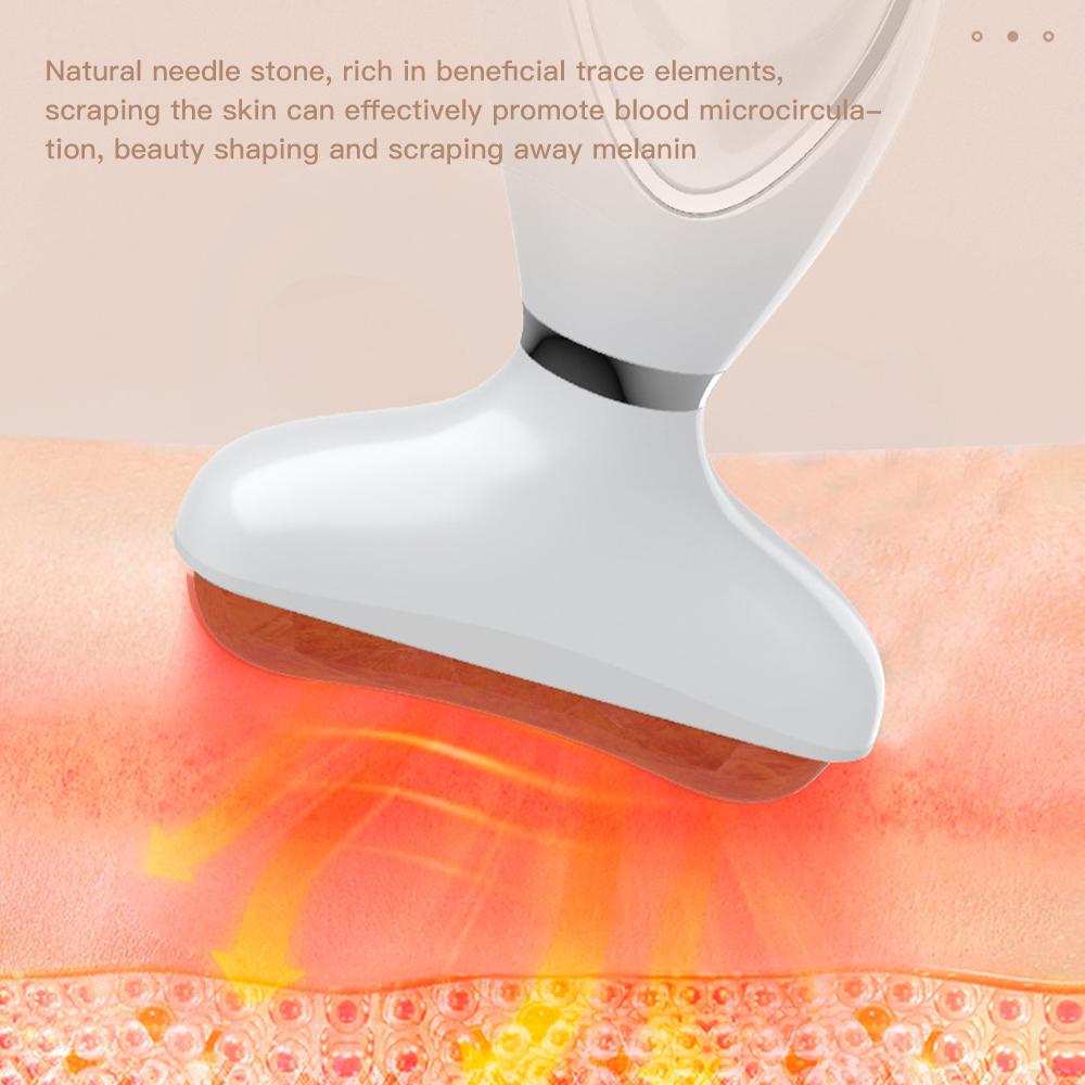 Hot Stone Face Massager Electric Vibration Facial Guasha Board Bianstone Scraping V Face Lifting Rejuvenation Redlight Therapy