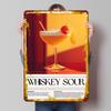 Póster de Receta de Cóctel Whiskey Sour Arte de Pared Personalizado Señales Metálicas Vintage Placa de Lata Retro para Cueva de Hombre Decoración del Hogar Lujo