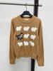 Cartoon Sheep & Dog Jacquard Knit Sweater for Women - Sweet, Soft, Age-Reducing Design with Round Neck and Long Sleeves.