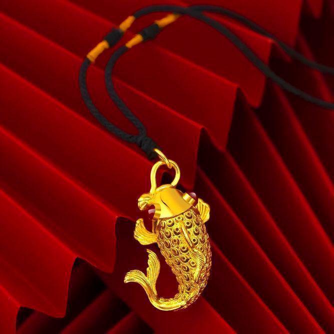 Золотая подвеска-ожерелье с карпом Кои - Модная девичья цепочка на ключицу для женщин, Красный маленький дизайн рыбки Кои, Идеальное летнее украшение для лучших подруг