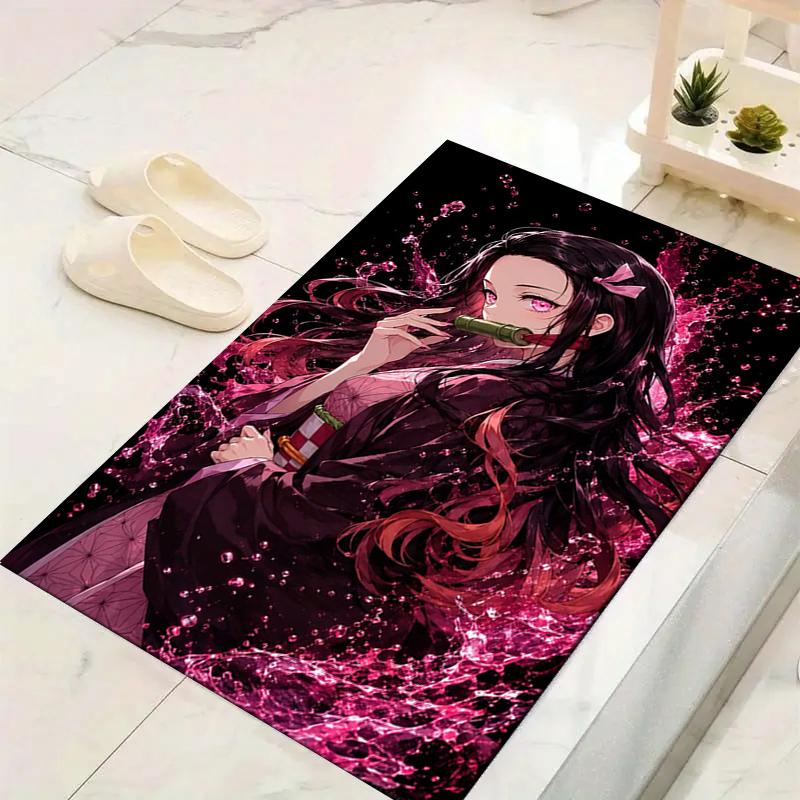 Demon Slayer Art Print Crystal Velvet Plush Rug AntiSlip Resistant Floor Carpet For Indoor Household Home Decoration