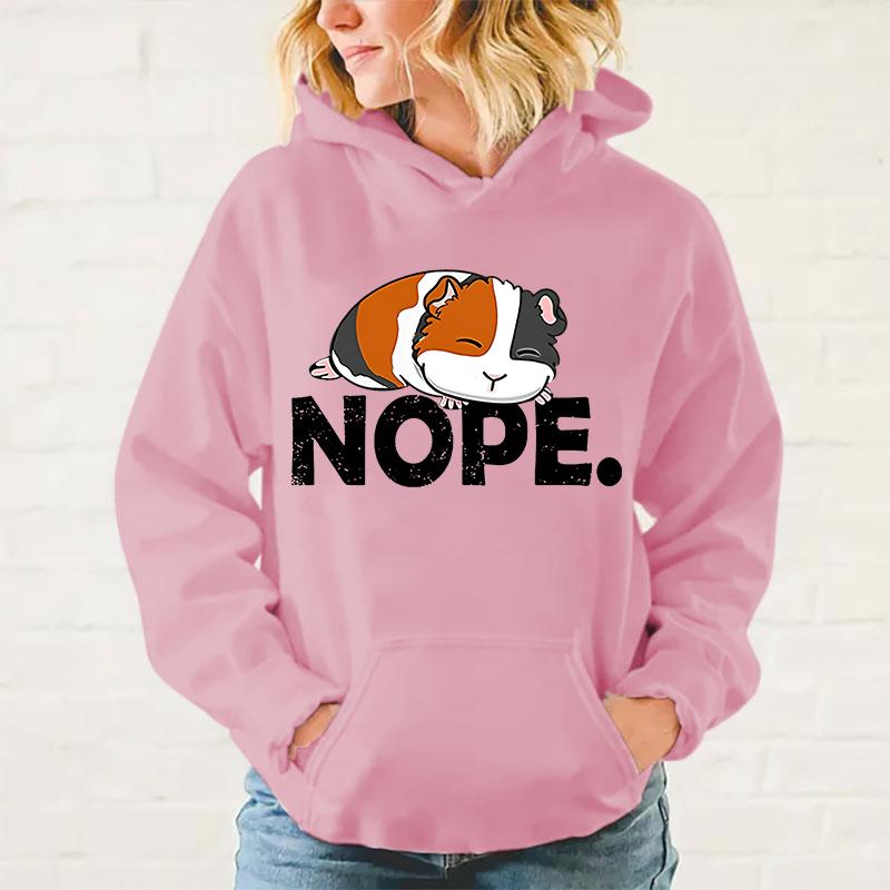 Funny Guinea Pig Nope Print Hoodie Fashion Women Men Casual Tops Pullover Hoodies Harajuku Sweatshirt