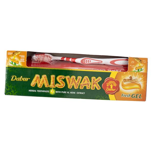 

Toothpaste Fresh Gel and Toothbrush, Miswak Herbl Toothpaste Fresh Gel + Tooth Brush, Dabur 150g (43634100) 150g