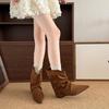 2025 Autumn and Winter New Western Cowboy Boots Versatile Wasteland Wind Heap Boots Women's Height Increase and Thinness Retro Women's Boots