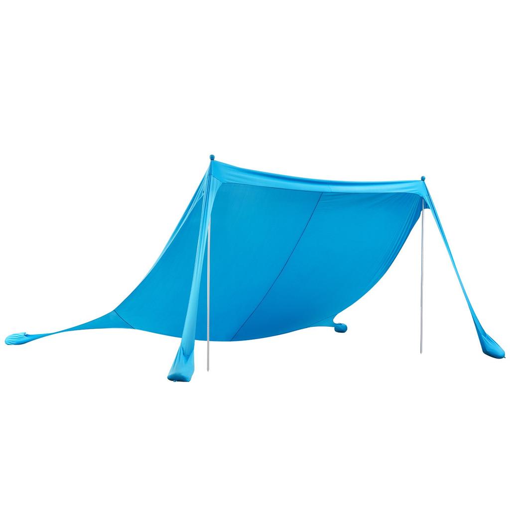 VEVOR Beach Tent Sun Shelter, UPF50+ Sun Protection, 2 M Tall, 3.4 X 3.4 M, Easy Pop Up Beach Canopy with Sandbags, Stability Poles, Sand Shovels