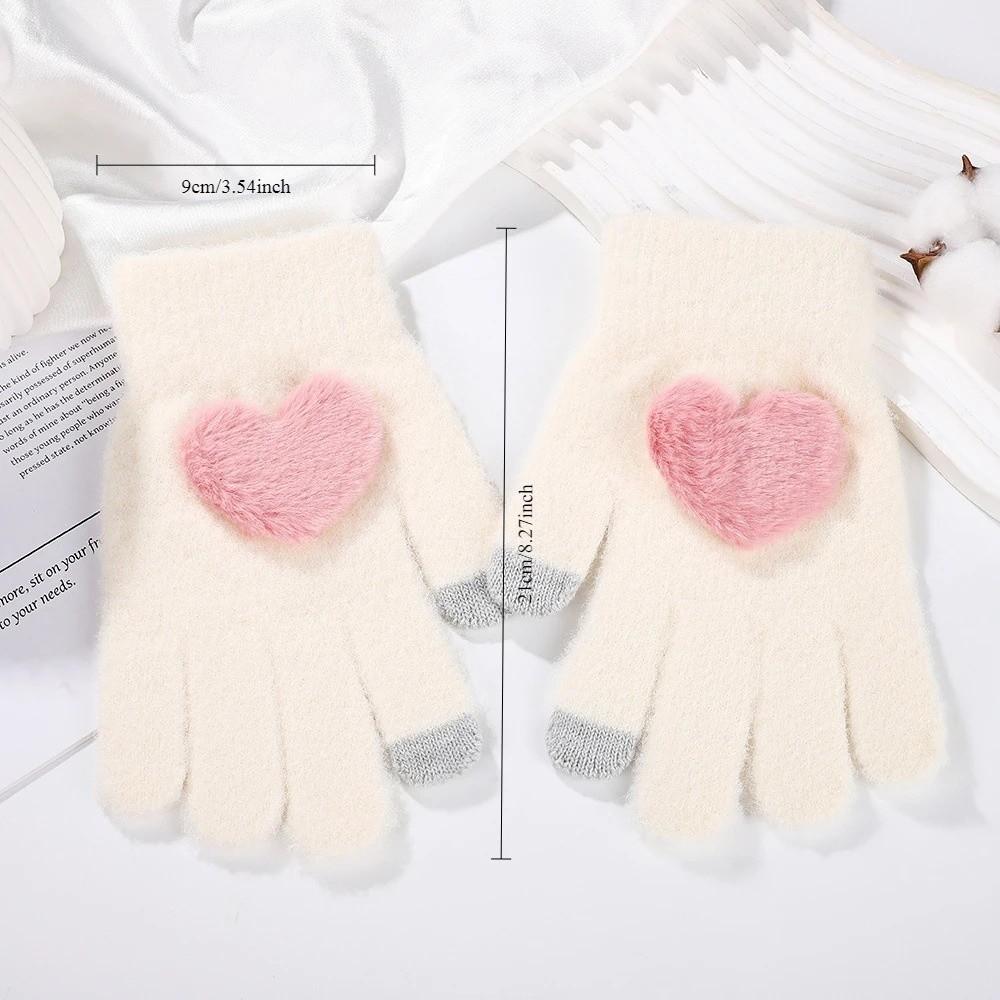 Comfortable Finger Touch Gloves Love Prevent Cold Touch Screen Gloves Soft Warm Gloves Girls