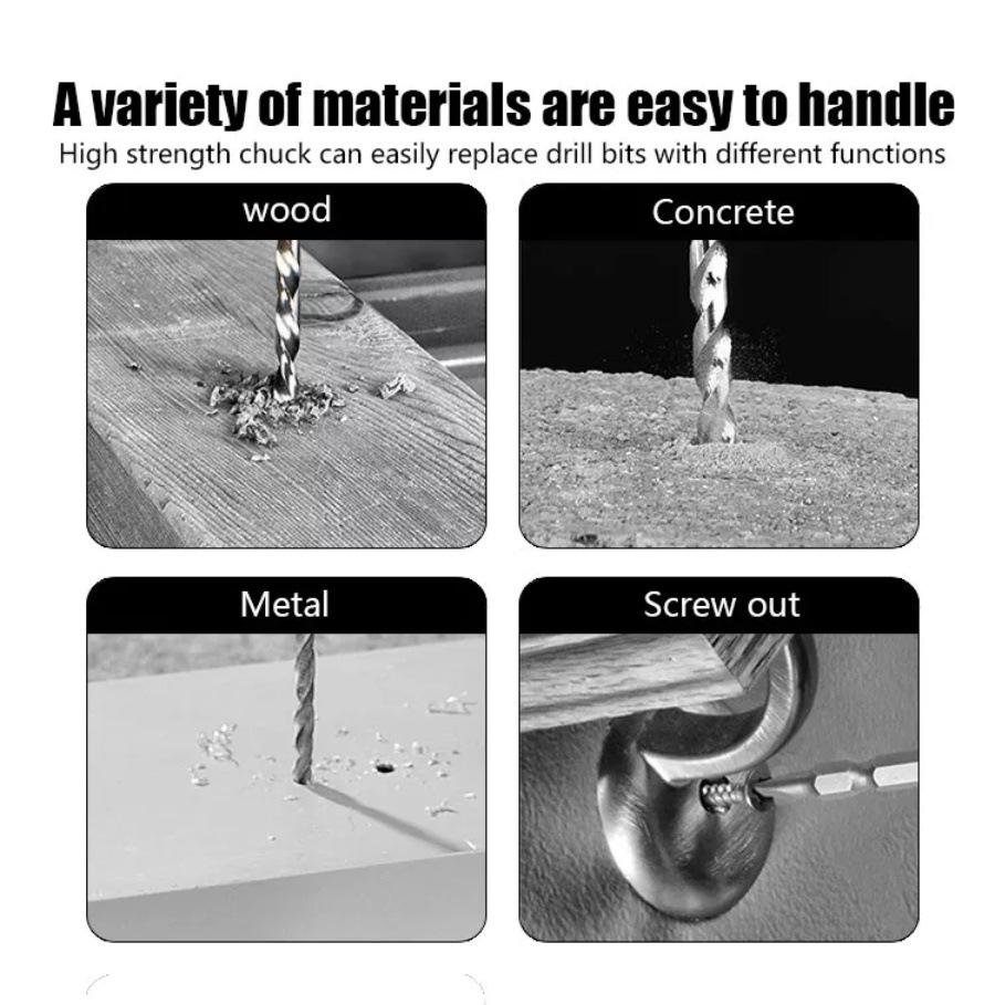 Mașină de găurit electrică cu impact fără fir 21V, Baterie litiu de mare putere, Fără fir, Reîncărcabilă, Mașină de găurit portabilă, Unelte electrice pentru bricolaj casnic