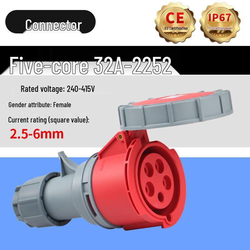 IP67 Waterproof Industrial Aviation Plug Socket, 16A/32A, 3-core, 4-wire, 5-pin Male Female Connector, Non-Explosion Proof
