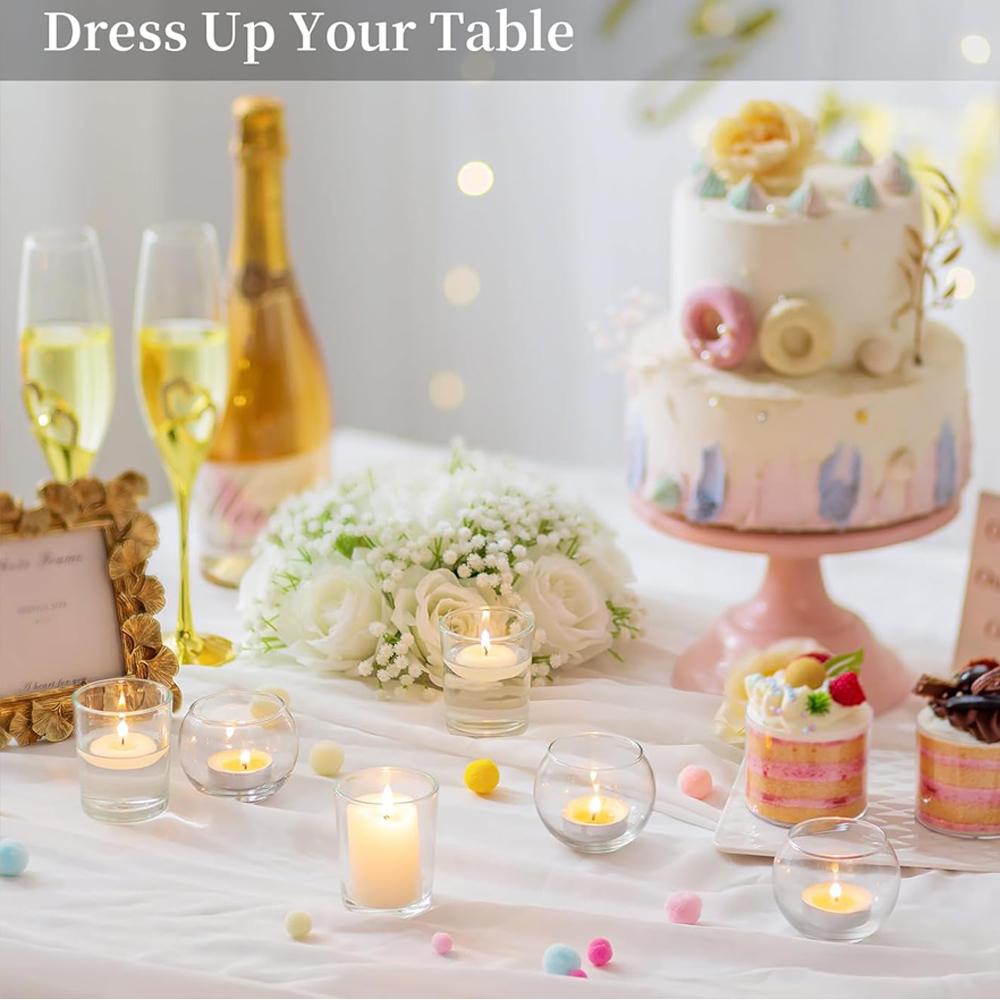 Clear Candle Holders for Table Centerpiece, Round Glass Votive Candle Holders Modern Small Tea Lights Candle Holder, Decorative