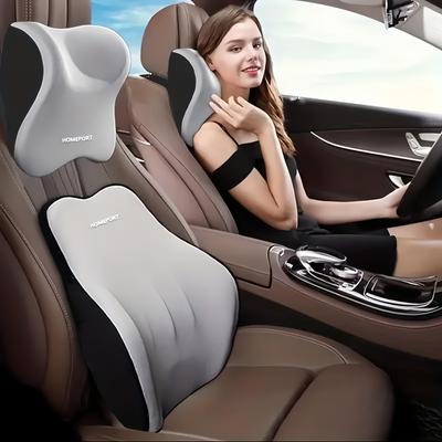 2 ADET Araba Baş Desteği ve Bel Desteği Boyun Yastık Seti Otomotiv Hafızalı Köpük Ofis Koltuğu Baş Desteği Yorgunluk Giderici Seyahat Yastığı