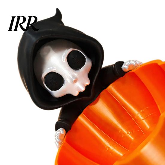 Kleiner Pflanzenständer Halloween-Süßigkeitenschale, 3D-gedruckter Sensenmann Snackhalter Schale, Gruselige Lustige Saisonale Wohnaccessoires Skelett Servierschale