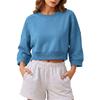 Women's 3/4 Sleeve Neck Casual Sweatshirt Loose Fit Color