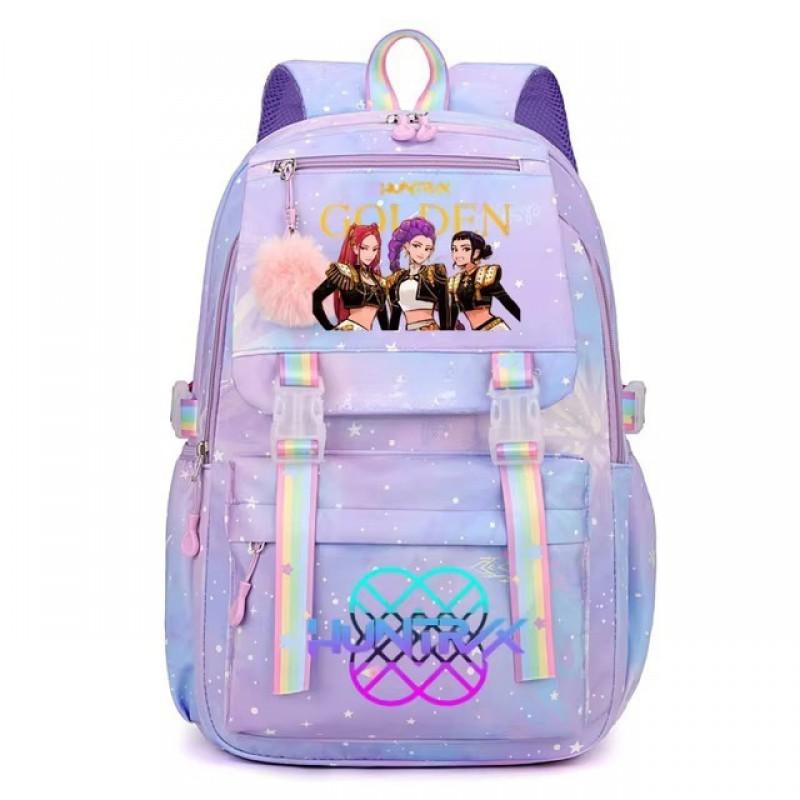 תרמיל בית ספר מצויר בהשראת K-Pop לבנות, תלמידי יסודי, קיבולת גדולה, קל משקל, תיק ניילון עם רצועות כרית אוויר