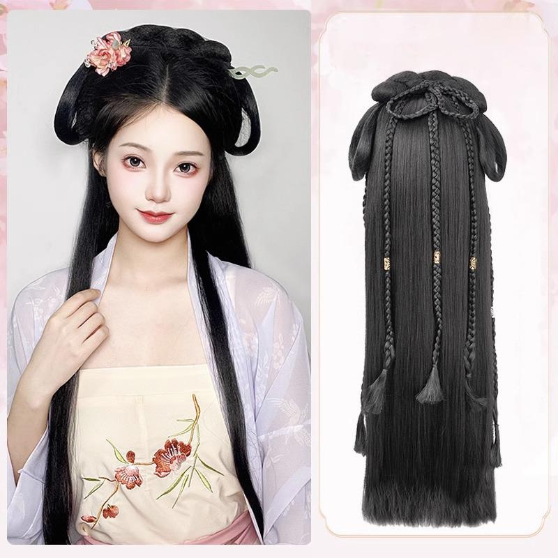 

Китайський Традиційний Стародавній Перука Жіночий Перуки Ханфу Головний Убір Фотографія Танцювальний Аксесуар Перуки Для Жінок Інтегрований Пучок Волосся