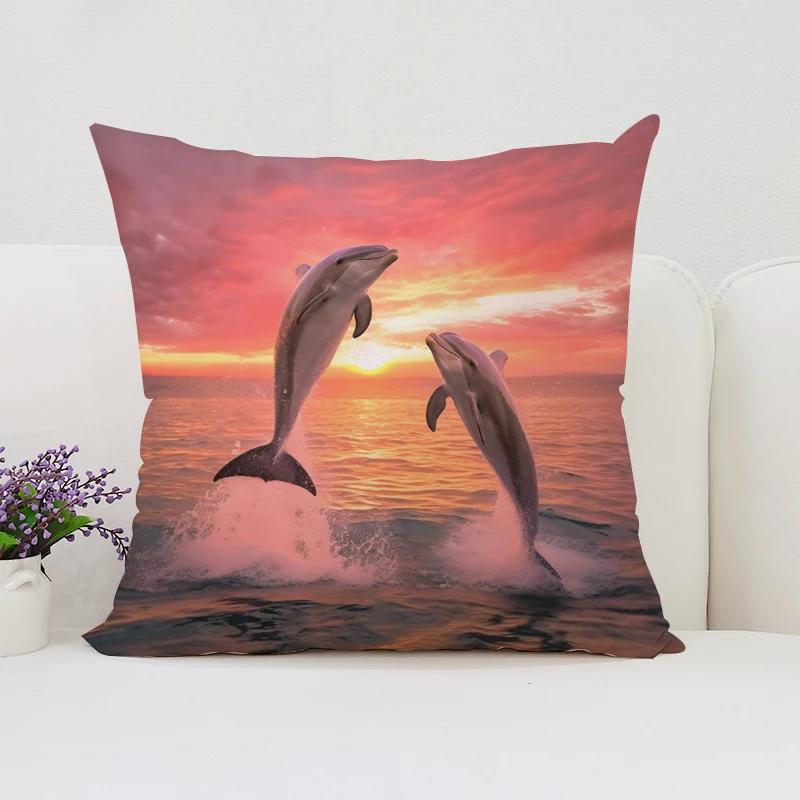Home Decoration Cute Dolphin Decorative Pillowcase 40x40 Aesthetic Room Decoration Cover for Pillow Cases 45x45 Cushion Cover