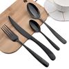 16 Pieces Cutlery Set Western Tableware Stainless Steel Black Elegant Dinner Set Mirror Knife Fork Spoon Kitchen Utensils