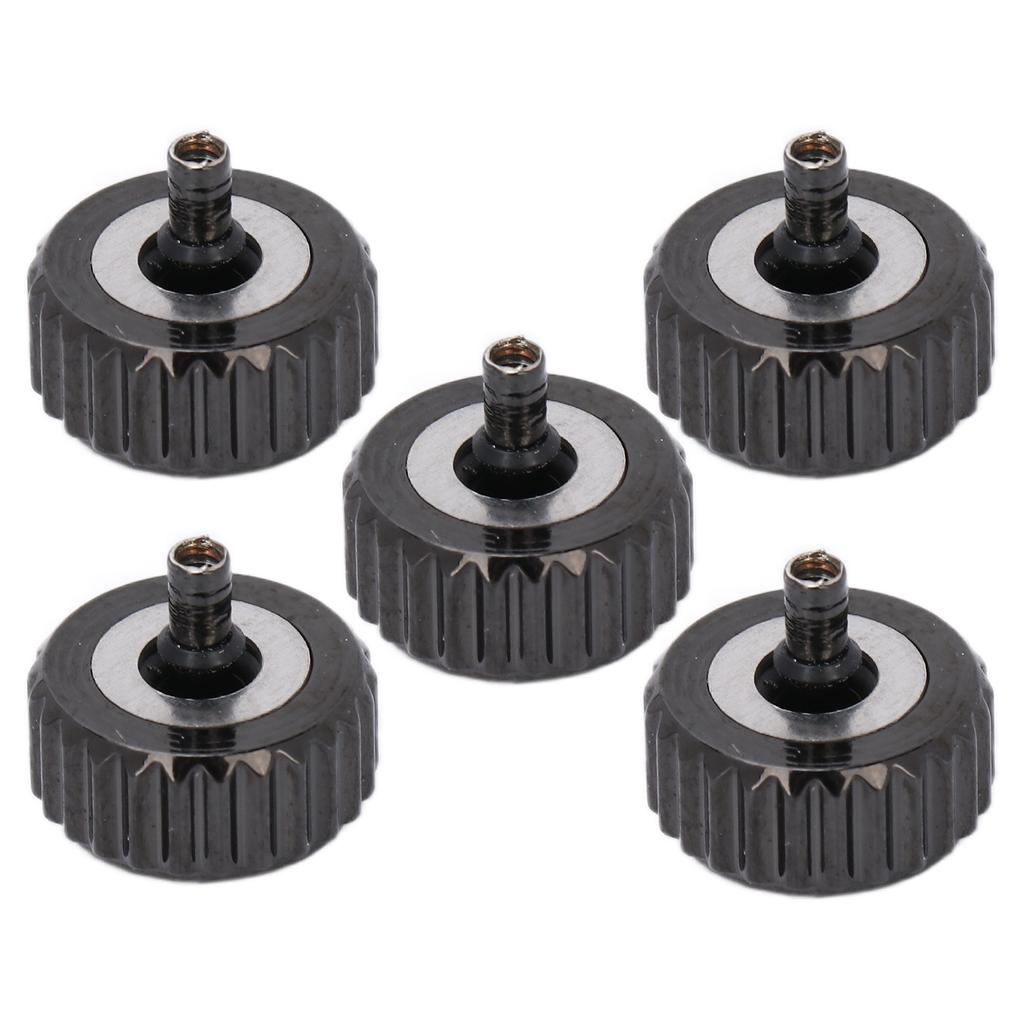 5pcs Watch Crown Spare Parts Black Steel Crown Watch Head Replacement Accessories for Quartz Mechanical Watch7mm