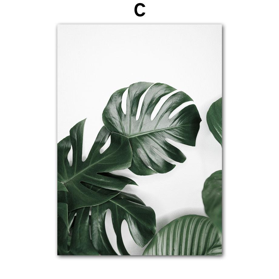 Tropical Plants Palm Leaves White Flower Wall Art Canvas Painting Nordic Posters And Prints Wall Pictures For Living Room Decor