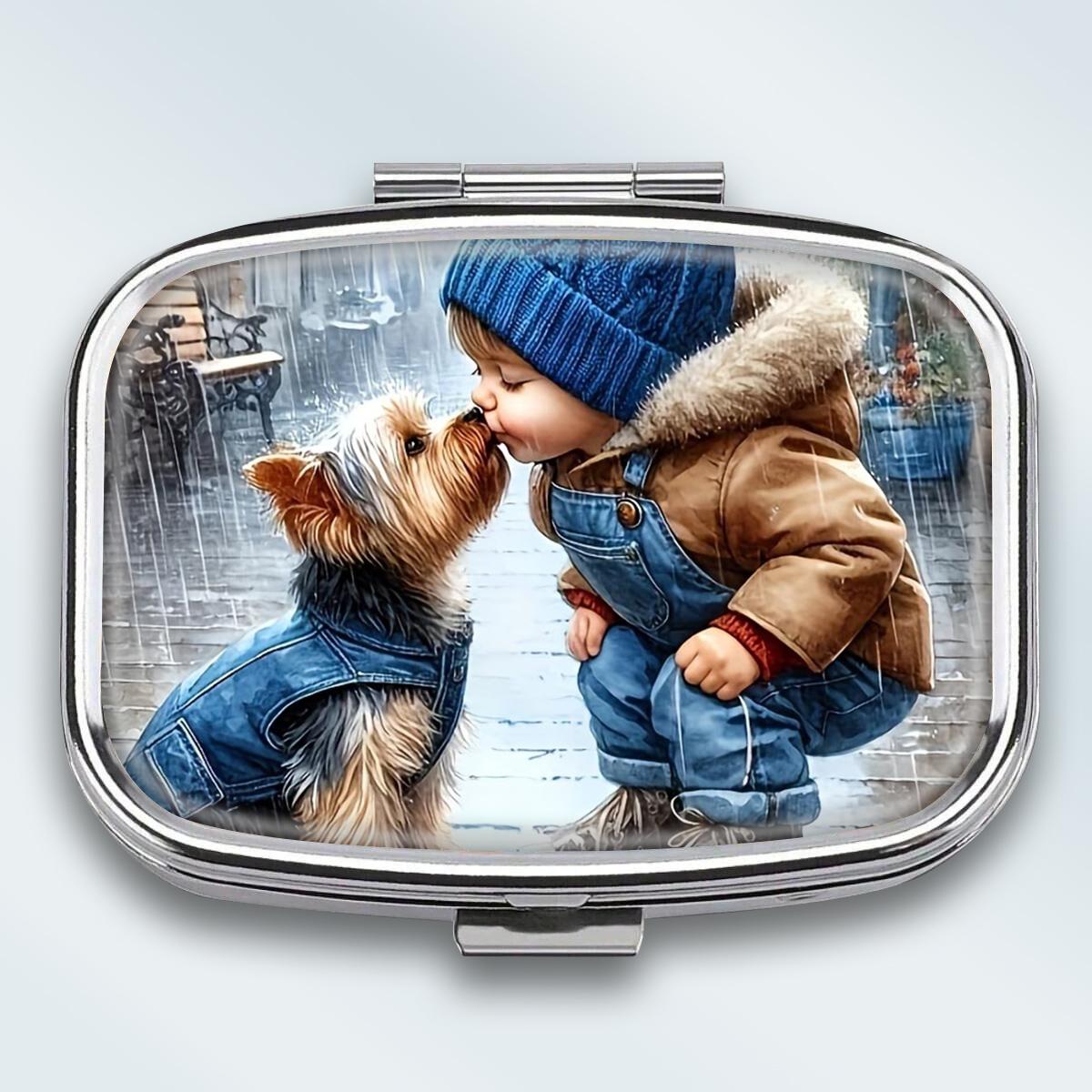 

Portable Pill Box with 2 Compartments, Mini Metal Medicine Organizer Case, Cute Printed Pill Container for Vitamins, Pills, Jewelry, Travel, Daily Use різнокольоровий