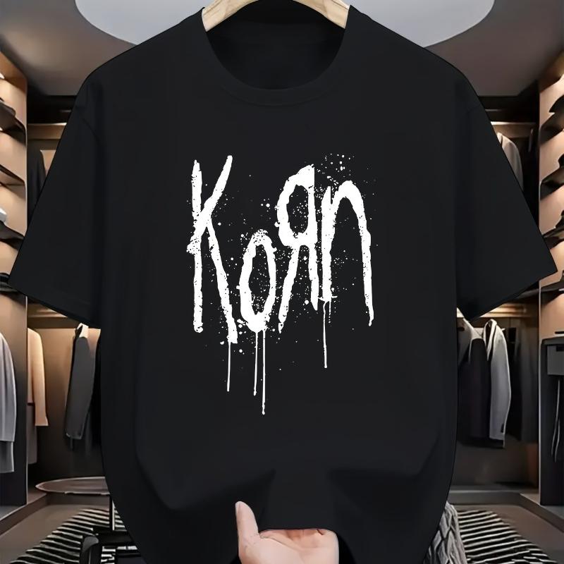 

Футболка з принтом у стилі графіті гурту Korn, Легка футболка, дихаюча, прохолодна, зручна в носінні S чорний