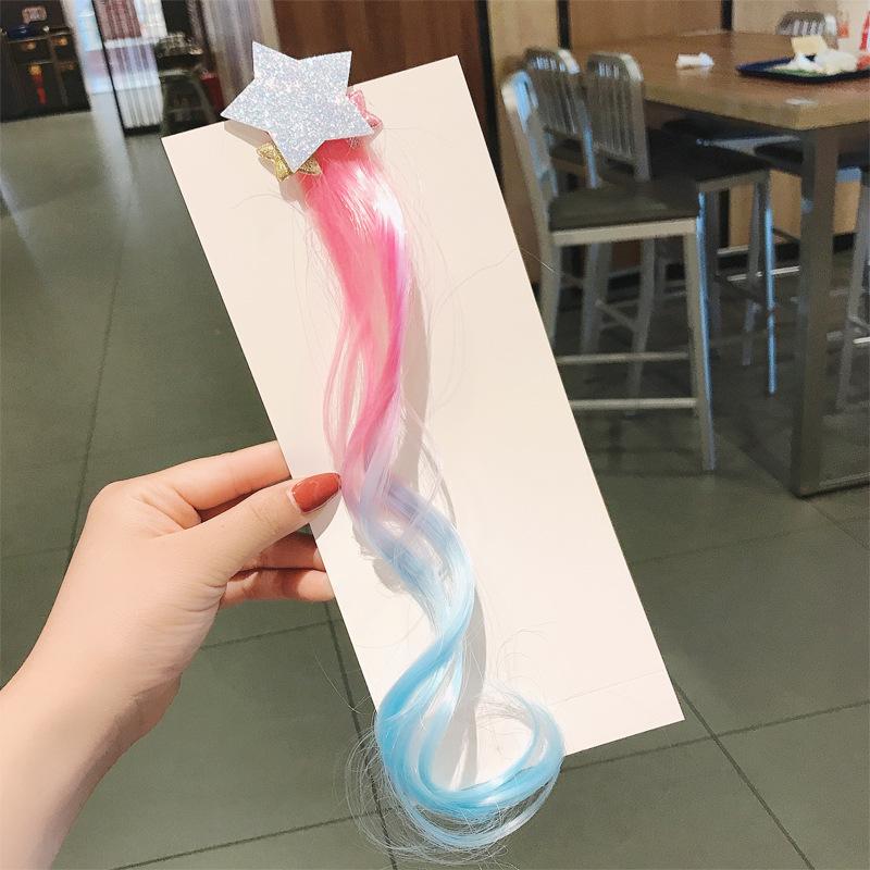 

1 Piece Hair Accessories Princess Cute Gradient Curly Hair Five Pointed Star Wig Girls Hairpins Children Headwear Hair Clips синій