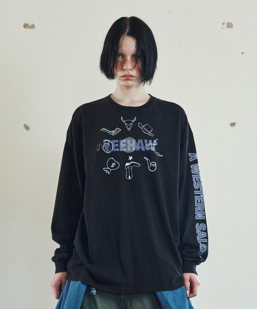 THEVINYLHOUSE Western Saloon Ls Tee Black