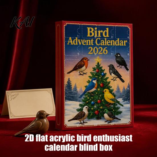 Festive Home Hanging Decor 24 Day Bird Advent Calendar with 2D Flat Acrylic Pendants, Christmas Countdown Calendar, Ornament for Holiday Trees