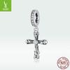 S925 Silver Vine Cross Pendant - European & American Style, Retro Pattern DIY Jewelry Accessory (BSC313)