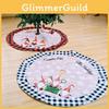 Festive Christmas Tree Skirt With Charming Elderly Forest Design In Red And Black Checkered Pattern