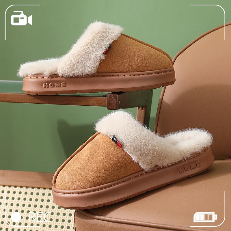Winter cotton slippers EA thick-bottomed velvet warm home couple comfortable warm feet odorless, fluffy slippers
