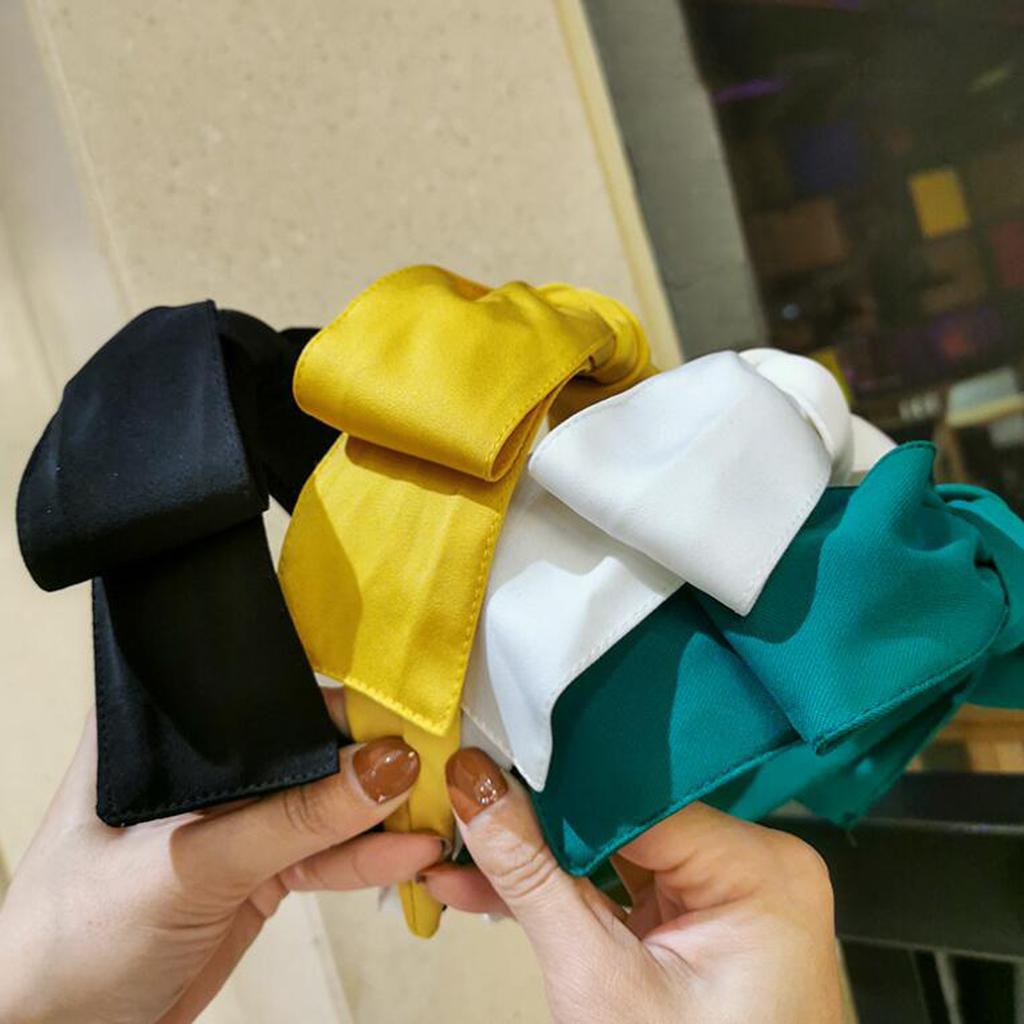 PROLY Neue Mode Damen Haaraccessoires Breite Seite Große Schleife Stirnband Einfarbig Haarband Erwachsener Haarreif Sommer