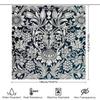 Vintage Floral Shower Curtain with Soft Waterfall Effect for Bathroom Decor Navy White Elegant Print, Durable Waterproof Fabri