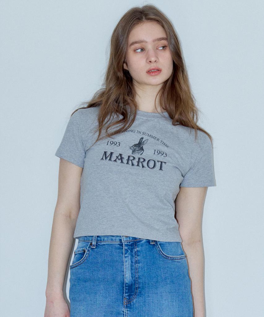 MARROT Holiday Rabbit Crop T-Shirt_Gray