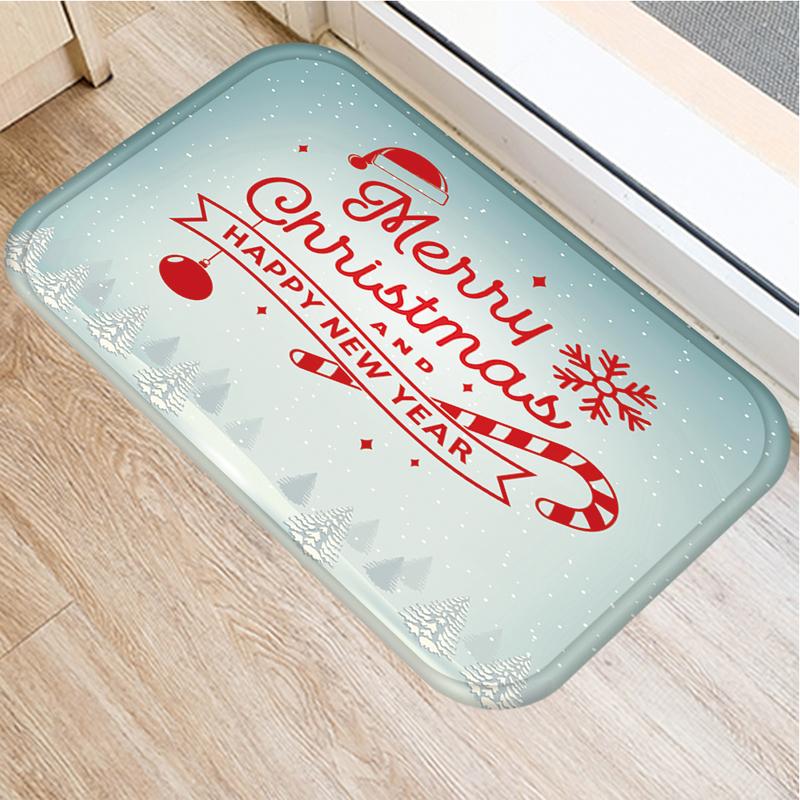Merry Christmas and New Year Home Decoration Entrance Door Mat Bathroom Kitchen Non-Slip Floor Mat Living Room Hallway Carpet