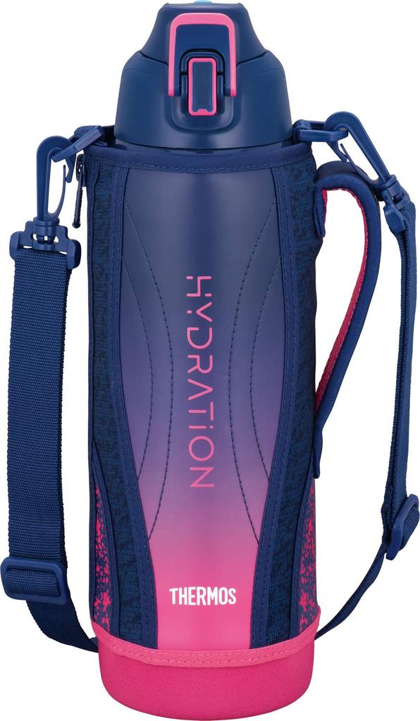 Thermos Water Bottle Vacuum Insulated Sports Bottle Navy Pink For Cold Storage 1.5L FHT-1501F NV-P